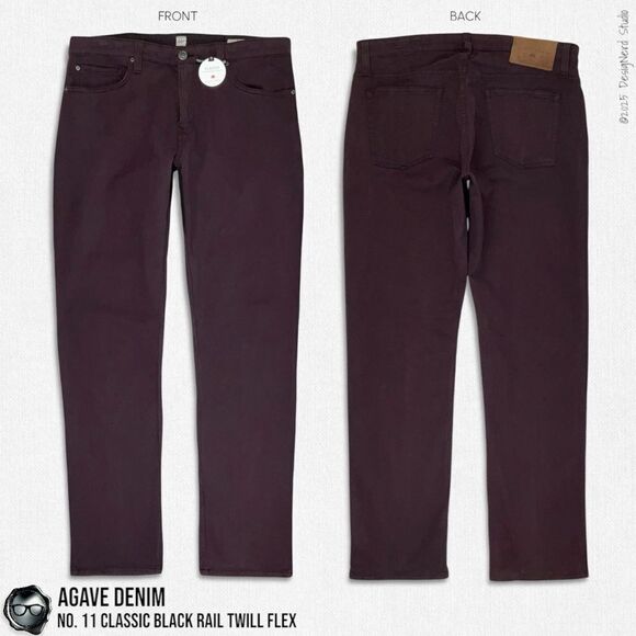 AGAVE DENIM NO. 11 CLASSIC BLACK RAIL TWILL FLEX JEANS IN RAISIN MEN’S SIZE 36 - Picture 15 of 16